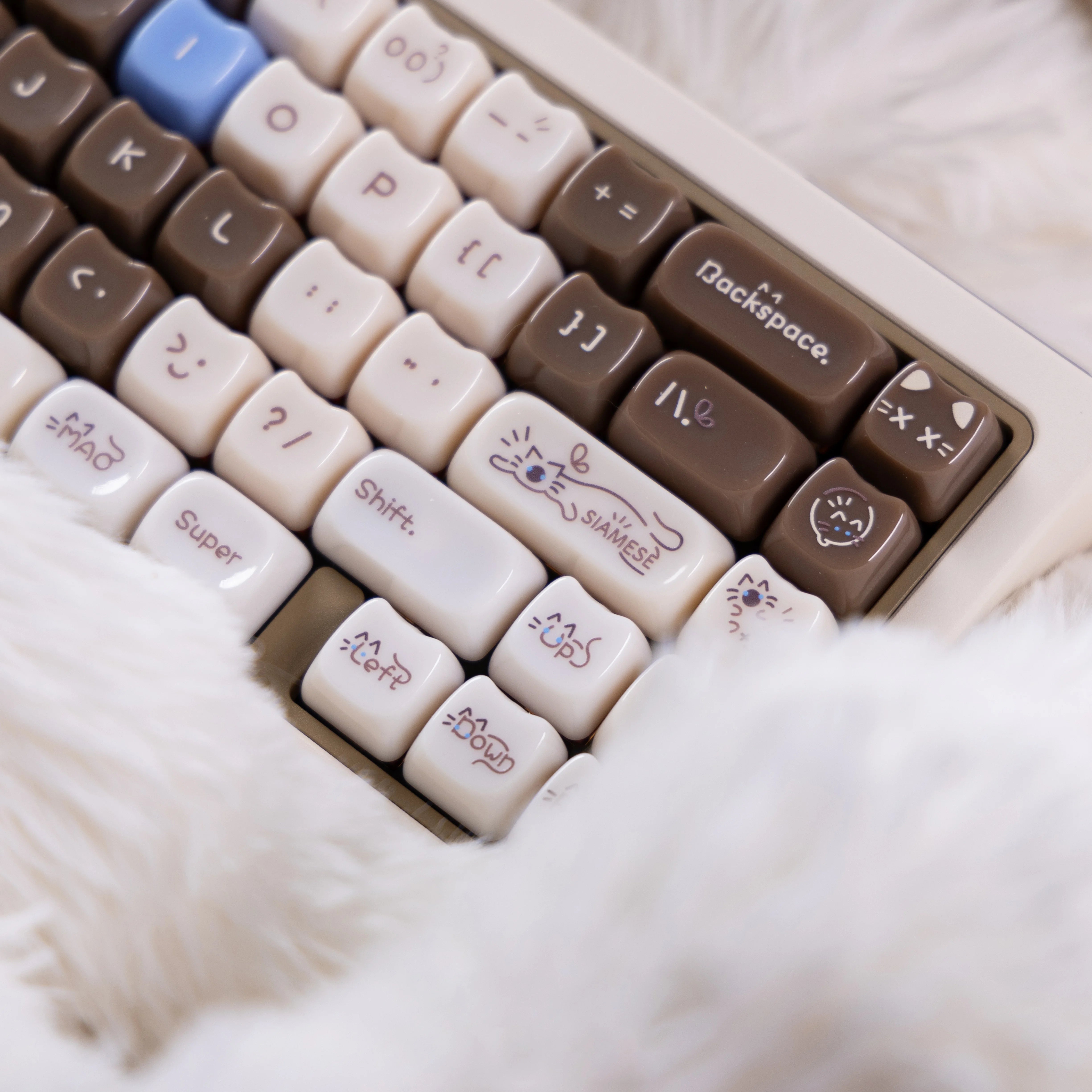 Jelly Cat Theme Keycaps MOA+MAO Cat's keycapPink/Orange/Chocolate Color Keycaps for Mechanical Keyboard Cherry MX Switches