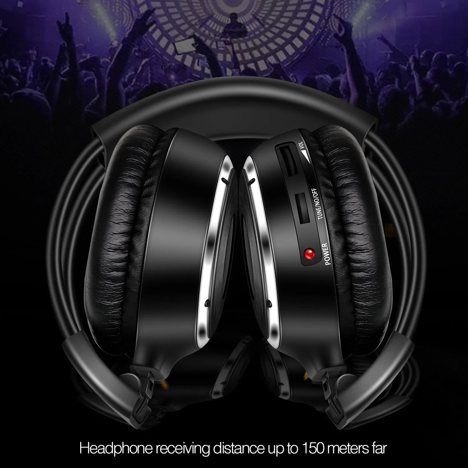 Silent Disco 3 Channels Fold Headphones Smaller Bundles with RF Transmitter 200M Distance For iPod MP3 DJ Music Meeting