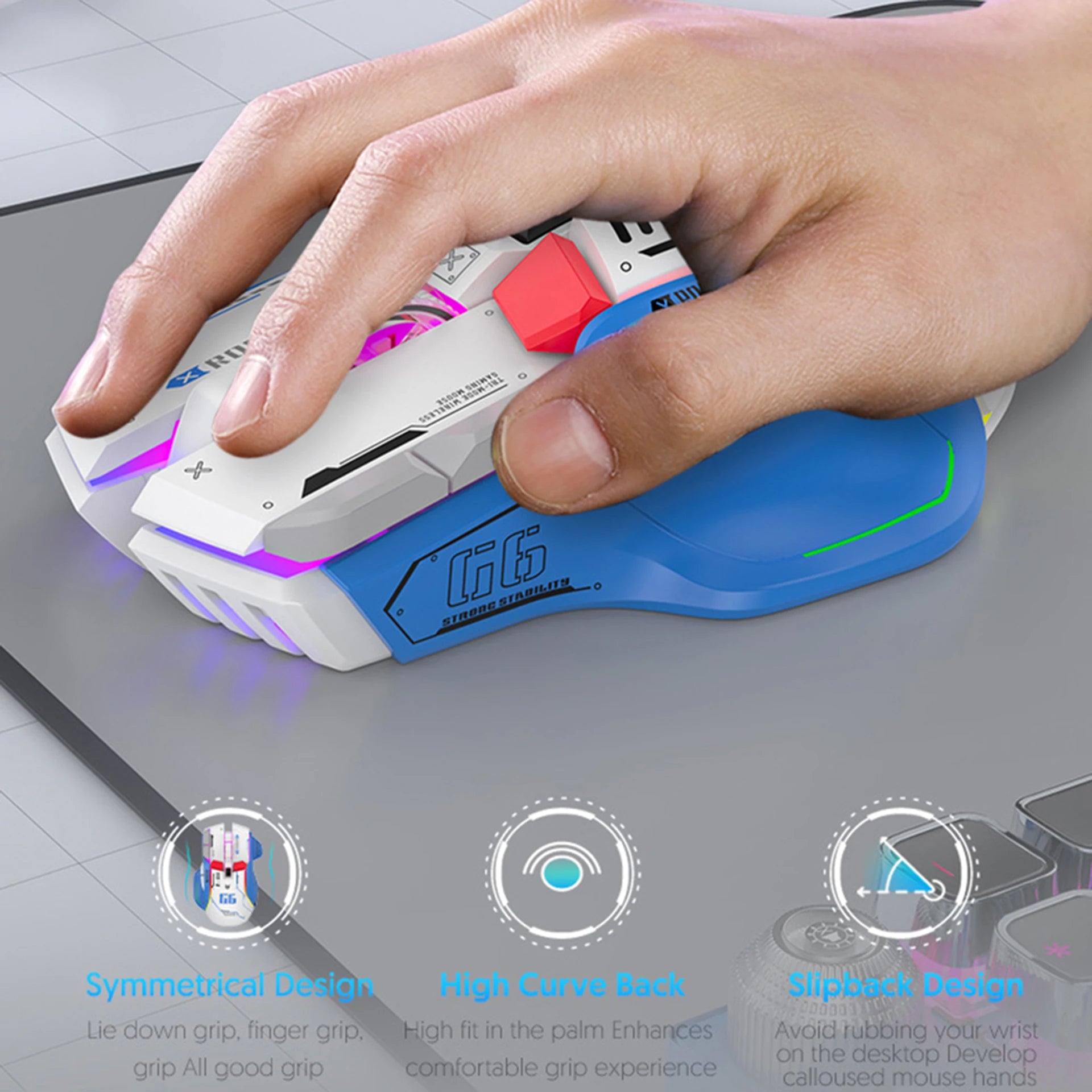 G6 Gaming Mouse Wireless,Rechargeable 4000DPI Tri-mode Connection, Silent Operation,Support One-click return Desktop