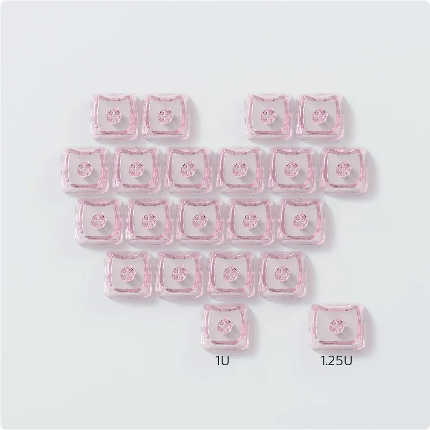 MAO Cat-shaped Keycap Pink Love Keycap PC Unengraved Transparent Keycap for Magnetic shaft/Mechanical keyboard Cherry MX Switche