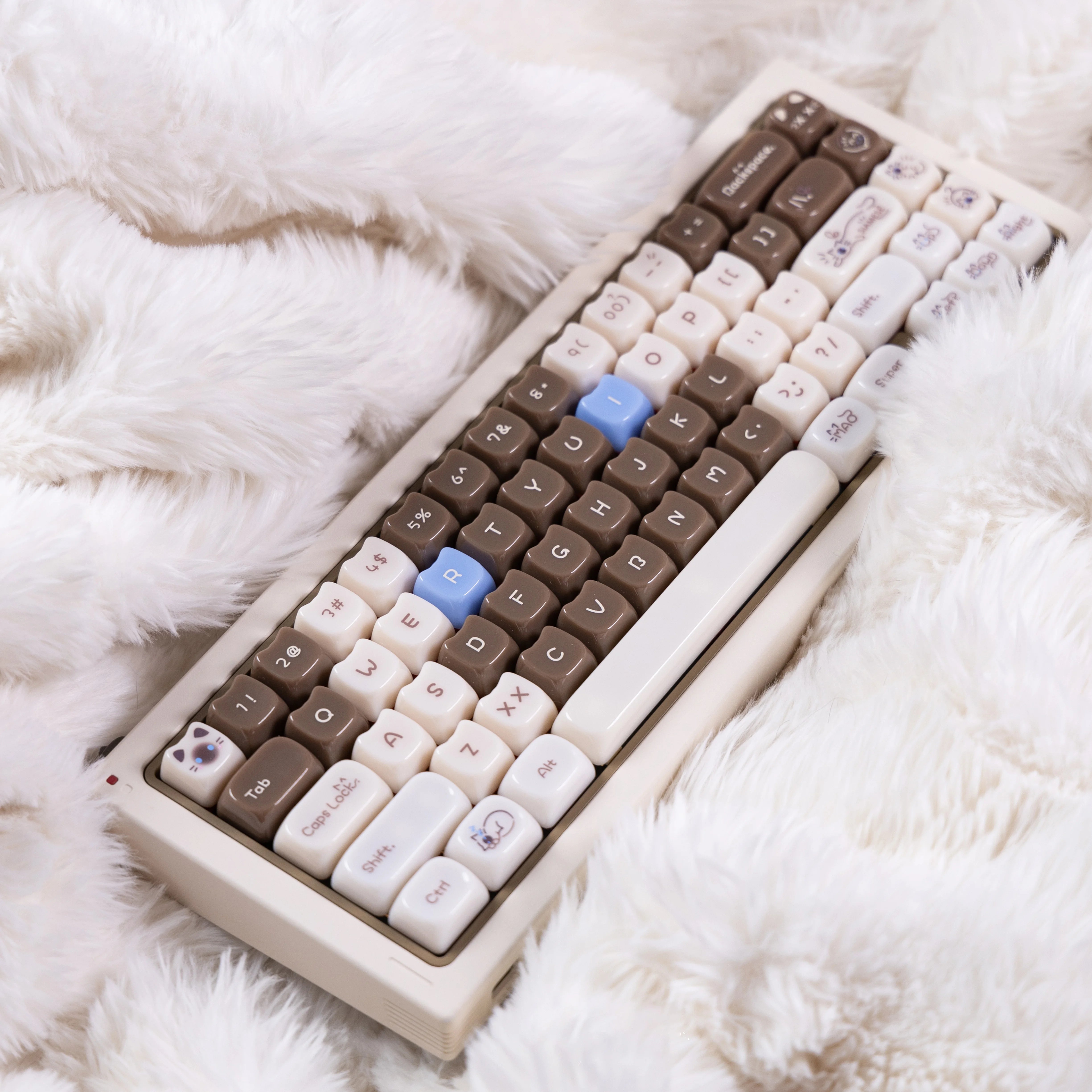 Jelly Cat Theme Keycaps MOA+MAO Cat's keycapPink/Orange/Chocolate Color Keycaps for Mechanical Keyboard Cherry MX Switches