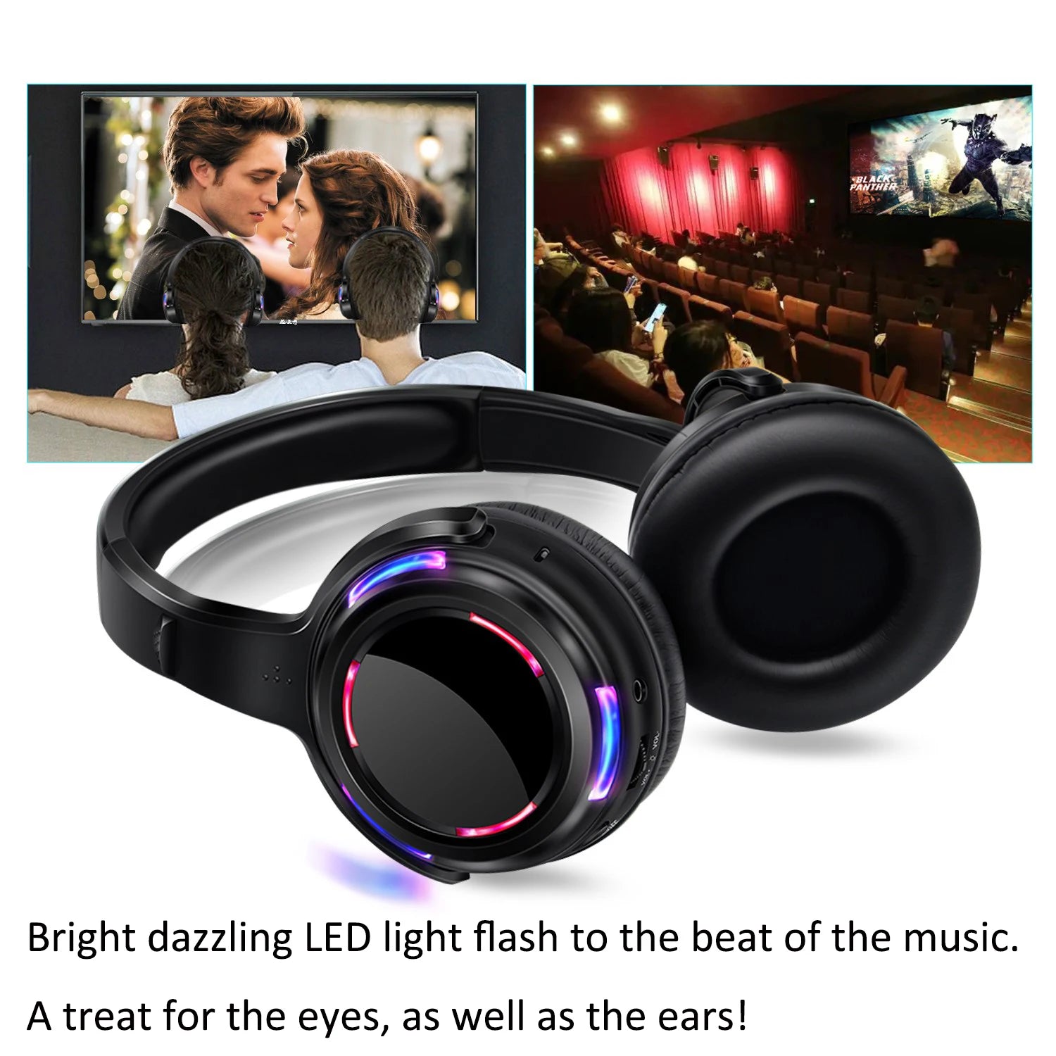 Silent Disco Headphones - LED Light Sound System Wireless Headphones Receivers LOGO Accept