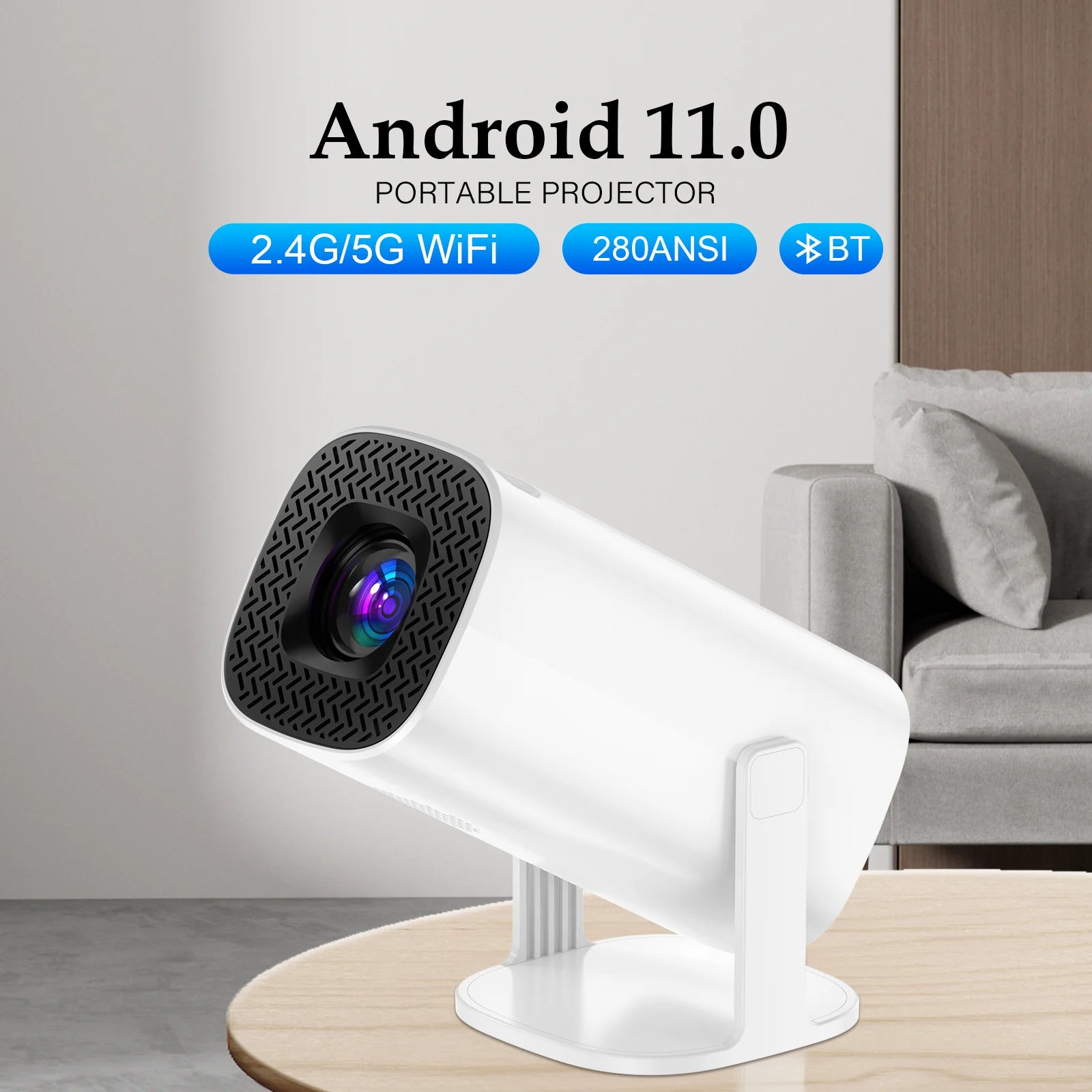 P30 Android 11 Projector Allwinner 713 Quad Core Support 2.4G/5G WiFi 4K 1080P BT5.0 1208*720P Home Cinema Portable Projector