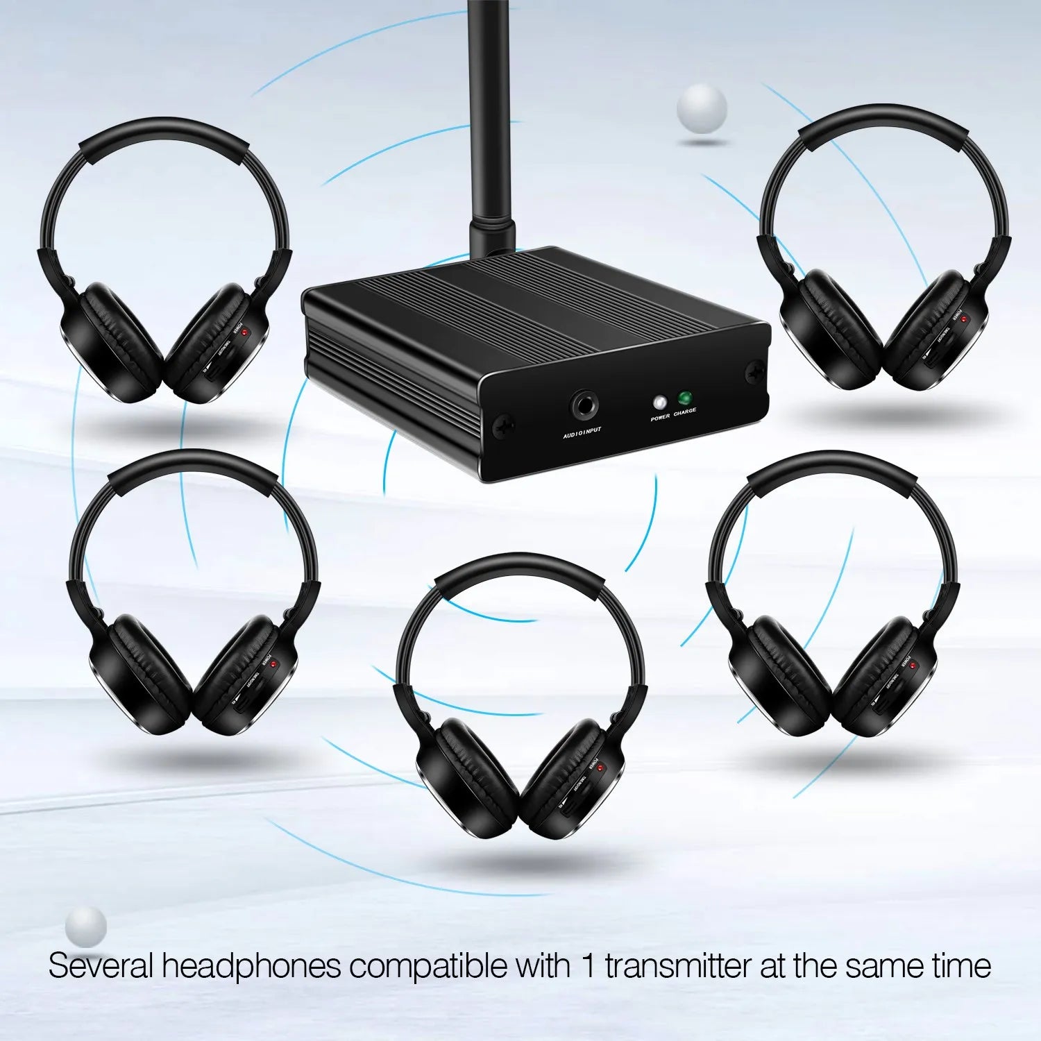 RF Silent Disco Foldable Wireless Headphone Package 30 Headsets with 1 Transmitter